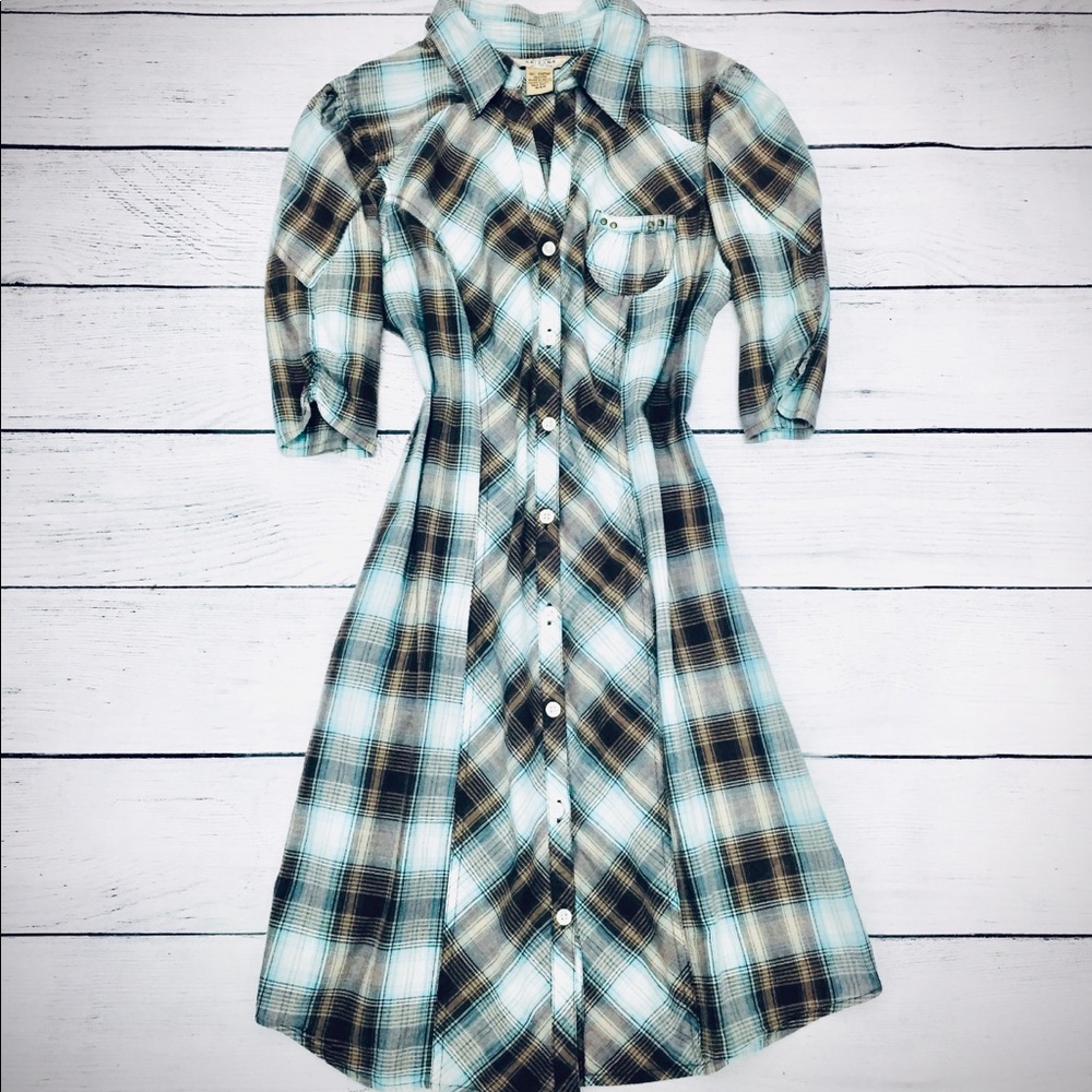 Arizona Jeans Gingham Cotton Shirt Dress S